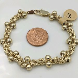 Vintage 14kt Gold Plated Beaded Knotted Bracelet